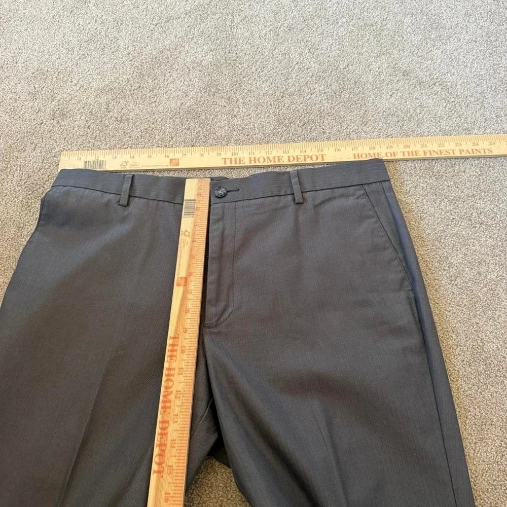 36x30 Grey Pleated Straight Wide Leg Dress Pants Y2K Grunge 2000s